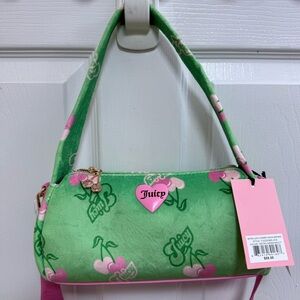 NWT Juicy Couture Retro Juicy Cherry 🍒 Green and Pink Shoulder Bag